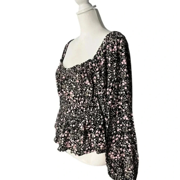 J. Crew Puff-sleeve drapey crepe top in fall garden floral in Size : Large - Picture 6 of 8